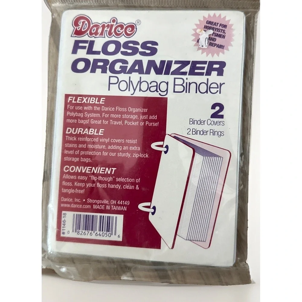 Darice Floss Organizer Poly Bag Binder 2 Binder Covers and 2 Binder Rings